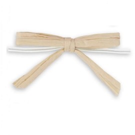 Weststone - 50pcs 3-1/2" Natural Raffia Pre-Tied Bow for Closing and Decorating Cello Bags and Small Gift packaging-RB35NAT