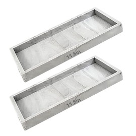 2PCS 11.8” L x 5” W Silicone Soap Dispenser Tray, Bathroom Sink Vanity Trays for Dresser Tops, Toilet, Small Tray for Scrubber, Lotion Bottles, Perfume, Jewelry, Candle, Key Trinket Ring-White Marble