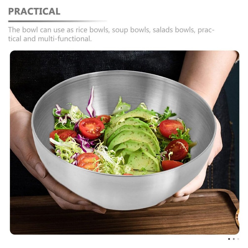 2pcs Stainless Steel Salad Bowls Set, Versatile Fruit and Vegetable