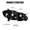 Headlight Assembly Fit Toyota Corolla 2003 2004 2005 2006 2007