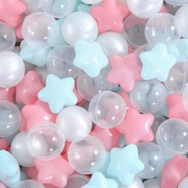Ball Pit Balls Crush Proof Plastic Star Balls for Children's Toy Balls Macaron Ocean Balls 2.55 inch, 2.2 Inch, Pack of 100