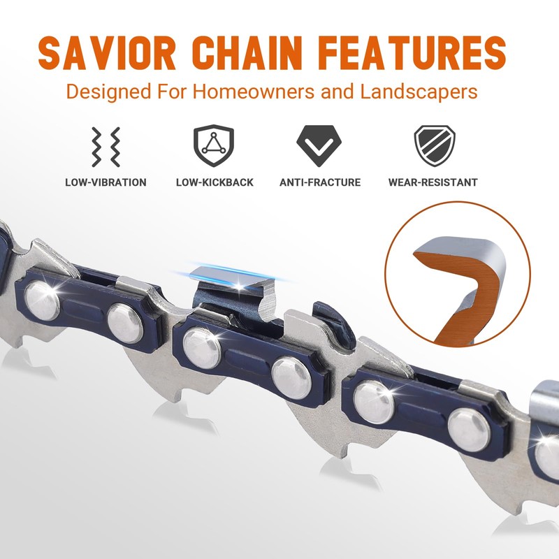 Savior 3-Pack 8 Inch Pole Saw Chain for Ryobi ONE+