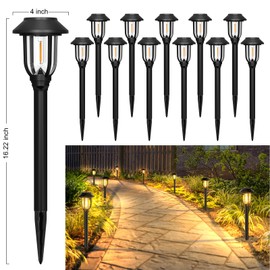 ILANCK 12 Pack Solar Lights Outdoor, Solar Pathway Lights Waterproof Auto On/Off Powered, Warm White Landscape Lighting for Path, Yard, Walkway, Driveway, Garden 3000K