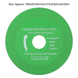 Topyond 4 Pcs Glass Cutting Disc, Brazed Emery Glass Cutter, 100x20x15x1mm Blackish Green Brazed Emery Saw Blade for Ceramic Tile Jadestone