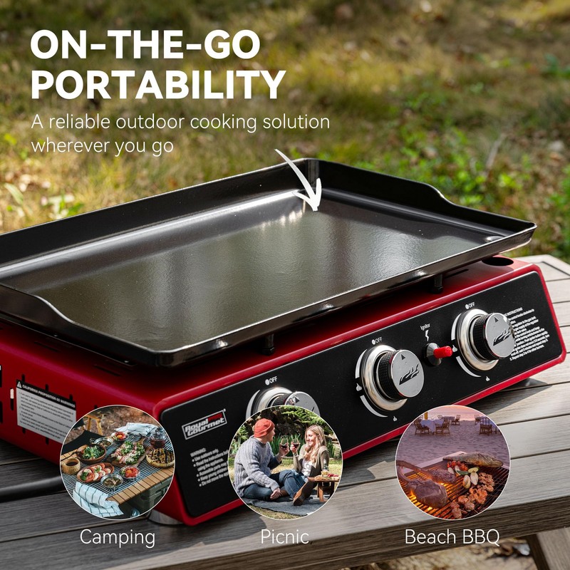 Royal Gourmet PD1301R 3 Burner Tabletop Propane Gas Griddle with