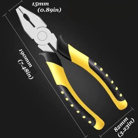 Decohomeforu 7.48 Inch Lineman's Pliers with Side Cutters, Nickel Chromium Steel Construction with Professional Rubber Handle, Wire Cutter Pliers Side Cutter Linemans Pliers for Electricians and Homes