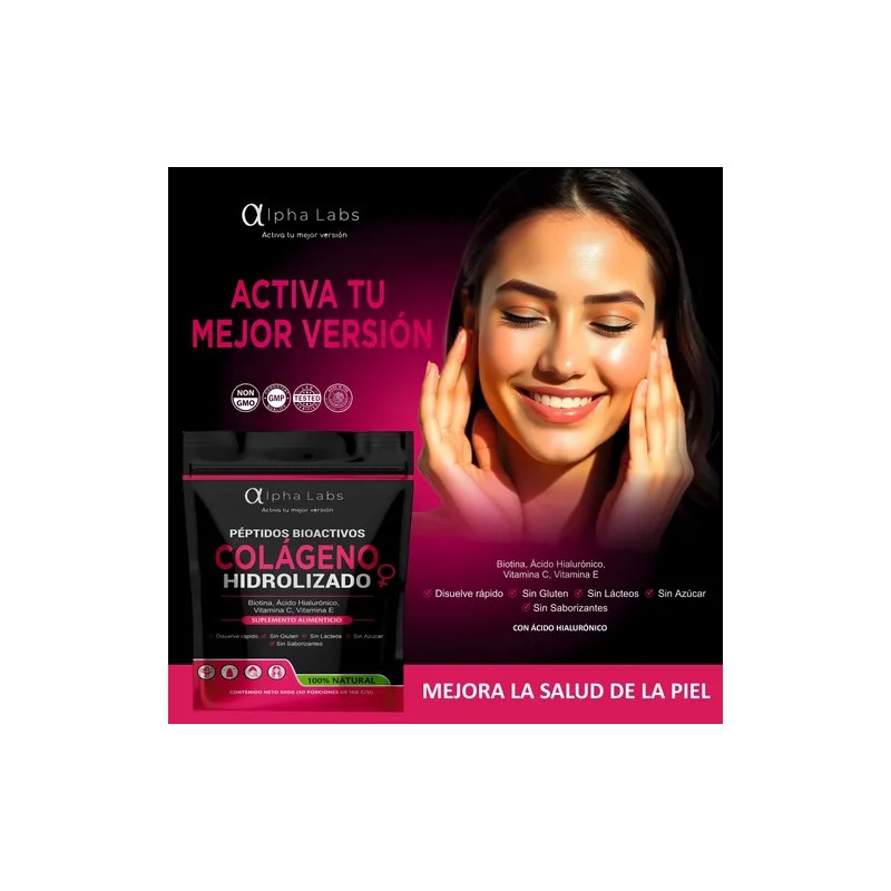 Alpha Labs Colágeno Hidrolizado 500g Antiedad Piel Péptidos