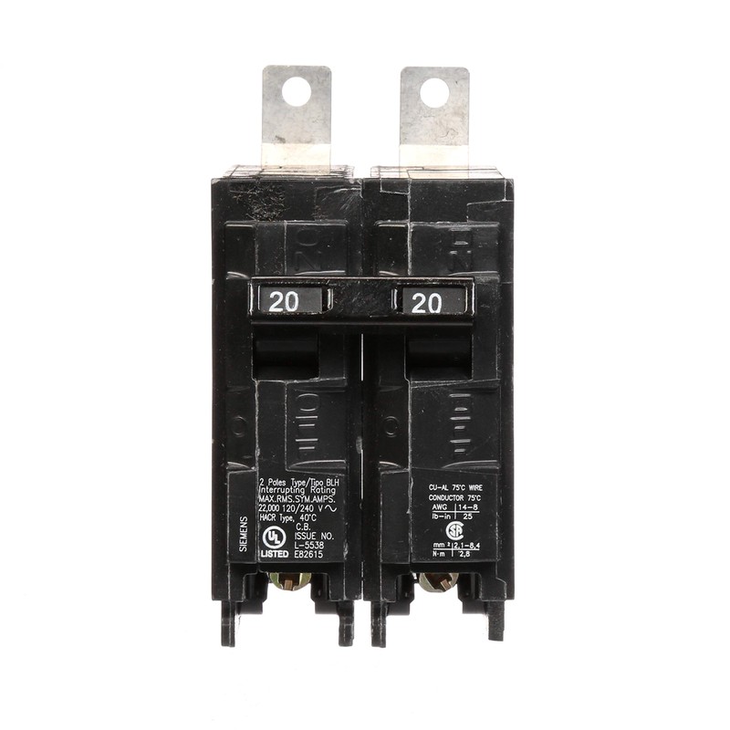 Siemens B220H 20-Amp Double Pole 120/240-Volt 22KAIC Bolt in Breaker