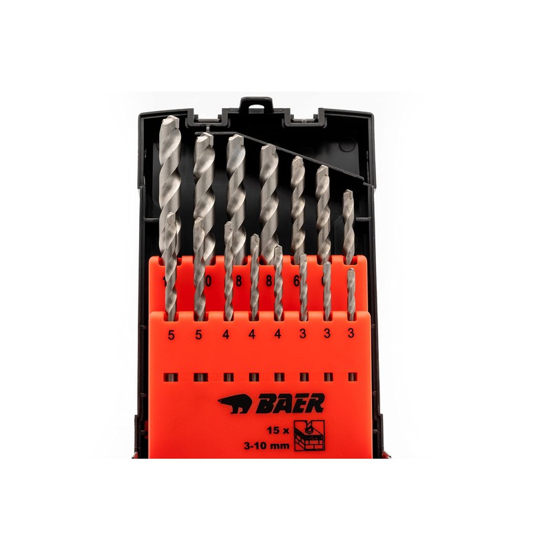BAER Masonry Drill and Concrete Drill Bit Set (15 Pieces)