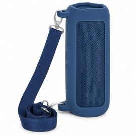 Silicone Case for JBL Flip 7 Speaker, Color-Matched Protective Cover with Handle and Adjustable Shoulder Strap, Anti-Scratch Soft Sleeve for Travel Camping Beach, Case Only - Blue