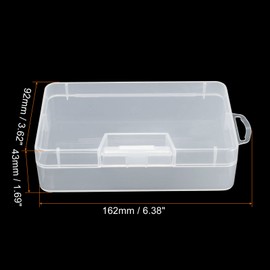 PATIKIL Clear Storage Container with Hinged Lid 162x92x43mm, 2 Pack Plastic Rectangular Box for Beads Art Craft