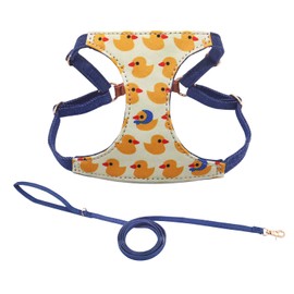 WDPAWS Cat Harness Lead, For Walks, Going Out, Harness, Cat Vest, Cute, Cat, Harness Lead, Made of Denim, Cat Harness, Cat Harness, Cat Lead (XS, Duck Pattern)