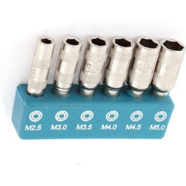 TA-VIGOR H4 Shank 2.5mm 3mm 3.5mm 4mm 4.5mm 5mm 6 Points Hex Socket, 6 in 1 Hex Bit Socket Set