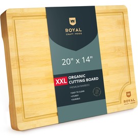 Bamboo Cutting Boards for Kitchen - Kitchen Chopping Board for Meat (Butcher Block) Cheese and Vegetables | Wooden Cutting Board Heavy Duty Serving Tray with Handles (XXL, 20 x 14")