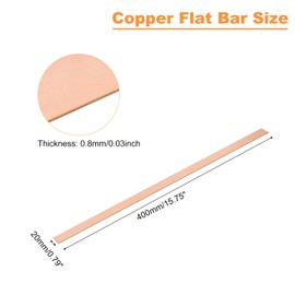 uxcell Copper Flat Bar, 0.03" Thickness x 0.79" Width x 15.75" Length Copper Bus Bar Stock Plate Mill for Electrical (0.8mm x 20mm x 400mm)