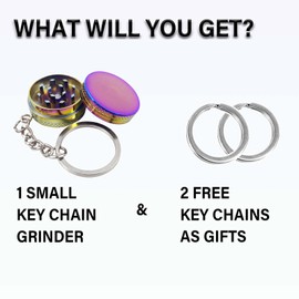 yacool Mini Metal Spice Grinder 1.18 inch Color, with 25mm Diameter Metal Key Chain Rings*2, Cute Key Chain for Men and Women