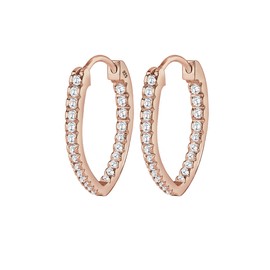 Elli Women's Creole Earrings Oval 925 Silver Cubic Zirconia White Brilliant Cut, Facet cut, Cubic Zirconia