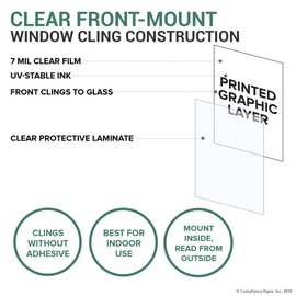 ComplianceSigns.com Texas 30.06 Concealed Carry Bilingual Window Cling, 24" x 24"