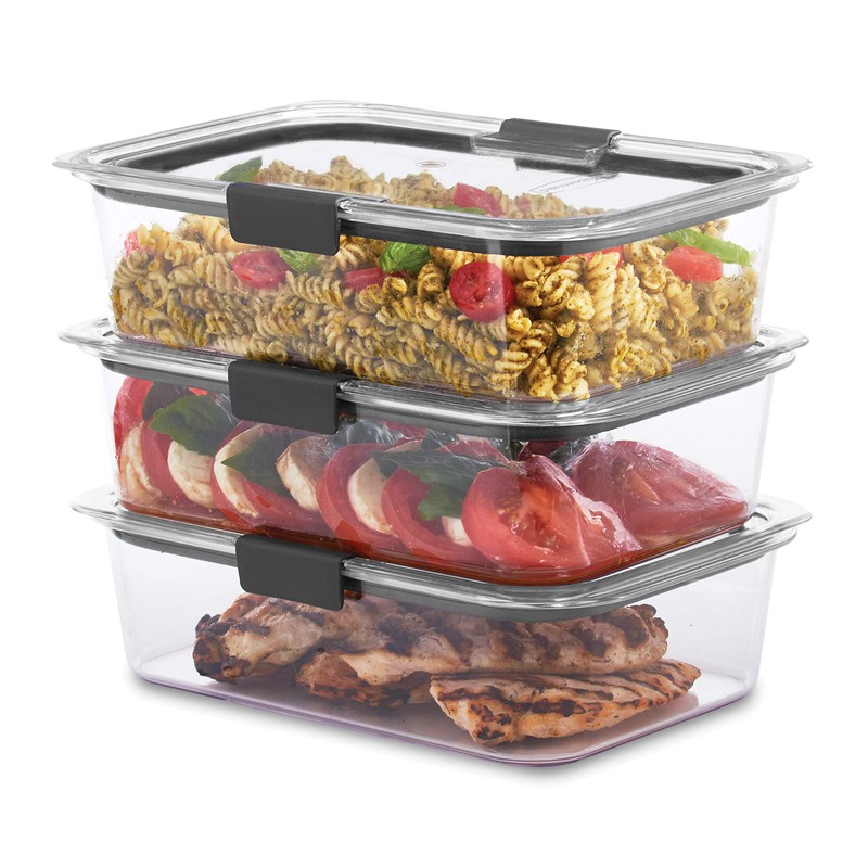Rubbermaid Brilliance Food Storage Container, Large, 9.6 Cup, Clear, 3
