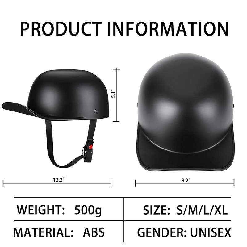 Yesmotor Baseball Motorcycle Helmet Half Cap for Bike Cruiser Chopper
