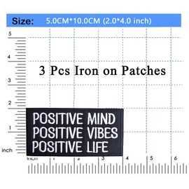 Motivational Affirmation Patch, 3Pcs Positive Mind Positive Vibes Positive Life Iron On Embroidered Patch for Backpacks Hats Bags Clothes Jeans