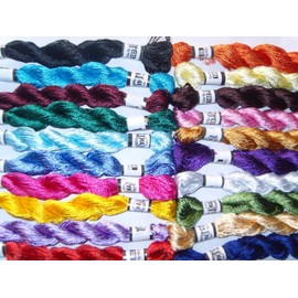 20 New Silk Hand Embroidery Thread Skein, 20 Colours, Large Silk Embroidery Threads/Floss Embroidery Floss, Friendship Bracelets Threads, Crafts Sewing Threads