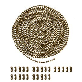 YeeBeny 192 Inch Fan Pull Chain Extension with 25 PCS Connectors, Metal Ceiling Fan Chain Connector, Stainless Steel Bead Chain(3.2mm Diameter, Bronze)