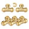 5-Pack Niikappu Pushfit Tee, 1/2"x1/2"x1/2" PEX Brass Push-fit Tee, Push