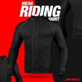J.A.G. Motorcycle Mesh Shirt for Men with CE Certified Protective Padded Armors | All Season Motorcycle Riding Shirt Black