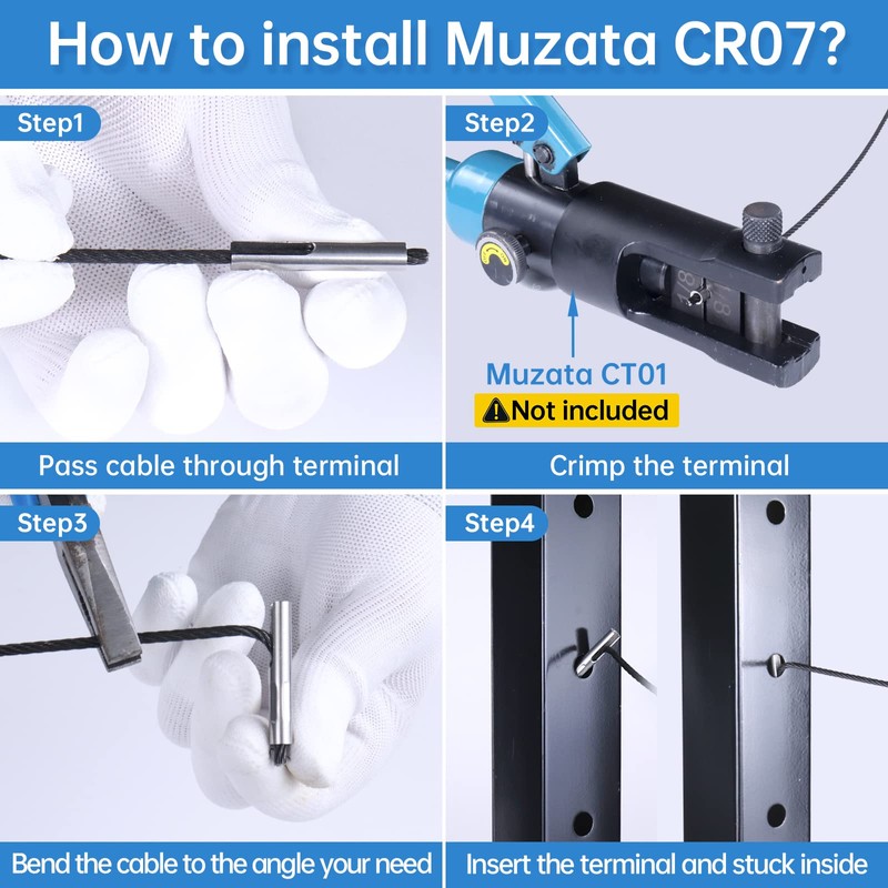 Muzata 20 Pack 1/8" Invisible Cable Railing Kit Hardware Cable