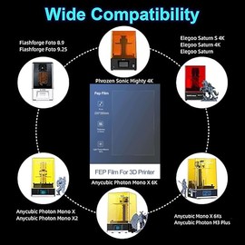 5PCS FEP Film 260 x 200 x 0.15mm, FEP Film for ELEGOO Saturn, Saturn S,Mars 4/4 Ultra,Anycubic Photon Mono X,X2,X6K,M3, M3 Plus, Phrozen Sonic Mini 8K Resin/LCD 3D Printer