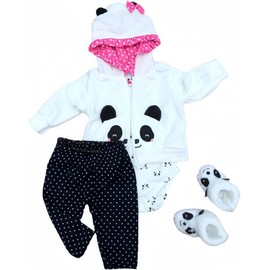 【Panda 4pcs Set 】 Reborn Baby Dolls Clothes 20 inch Outfit Accessories for 17-22 Inch Newborn Baby Doll Girl