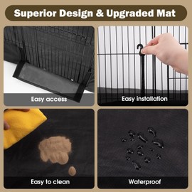 PAWING 12 Panels Small Animal Playpen with Waterproof Mat - Durable Metal Wire Yard Fence for Guinea Pigs, Kittens, Puppies, Hamsters, and Hedgehogs - Indoor & Outdoor Pet Cage