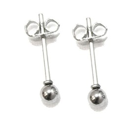 3mm Pair Silver Ball Surgical Stainless Steel Mens Womens Unisex Upper Ear Earrings Studs Butterfly Back