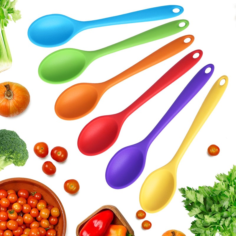 Auvotuis 2 Pcs Silicone Spoons for Cooking Heat Resistant, Non-Stick