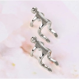 Ear Cuff Wrap Earrings 925 Silver Plated 14K Gold Non Pierced Cartilage Earring for Women and Men Punk Personality Climber Climbing Small Person Without Pierced Ear Clip Unisex (silver)