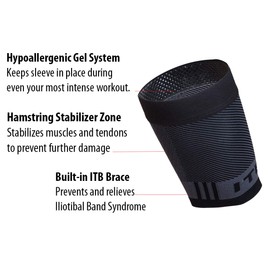 OS1st QS4 Compression Quad/Hamstring Sleeve with Iliotibial Band Brace to prevent ITBS, hamstring pulls and weak quads/thighs
