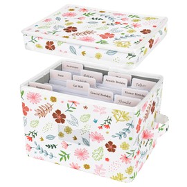 PZRLit Greeting Card Organizer Box with 12 Removable Dividers - Sturdy Fabric Greeting Card Holder with Handles, Store 140+ Cards, Ideal for Photos, Crafts, Envelopes, Scrapbooking-Modern
