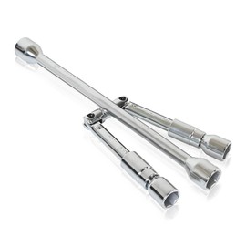 Piburth 14-Inch Cross Lug Wrench, Foldable 4 Way Lug Nut Removal Tool (17,19,21,23mm), Universal Tire Iron Lug Wrench 4 Way for Car, Truck, SUV, RV, Van