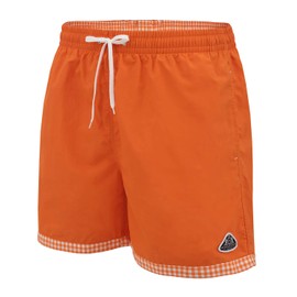 Mount Swiss Men's / Boys’ Swimming Trunks with Sun Protection, Stylish Modern Shorts for Swimming / Leisure / Water Sports / Beach, in Bright Colours, Sizes S - 6XL, orange, l