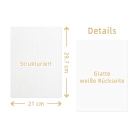 50 Sheets Textured Cardboard, White Coloured Cardboard, DIN A4 Craft Paper, White, 250 g/m², Coloured Paper for Scrapbooking, Card Making, Punching and Other Paper Crafts (White)