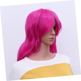 SAFIGLE 1pc Long Curly Synthetic Wig for Women Frizzled Rosy Hairpiece for Cosplay Dancing Party and Stage Performance Natural Looking Comfortable Wear Stylish Design