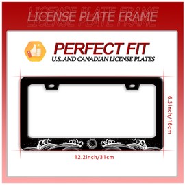 Waves and Sun License Plate Frame Funny Ocean Waves License Plate Frames for Car Decorative Parts Stainless Stee License Plate for Standard Us Canada License Plate Holder 12x6 Inch for Women Men