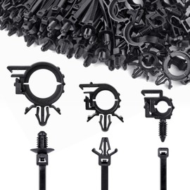 UNIGT 180pcs Nylon Universal Cable Tie Buckle, Push Mount Cable Zip Tie with Car Wire Loom Routing Clips, Universal Compatible with GM Ford Trucks Cars Sedan UTV Engine Bay Self Locking Straps