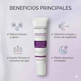 Exderm Age Crema Contorno de Ojos Antiedad y Antiojeras Reduce Bolsas con Retinol Proteína de Soya Extracto Avena Tratamiento Reafirmante 15 ml