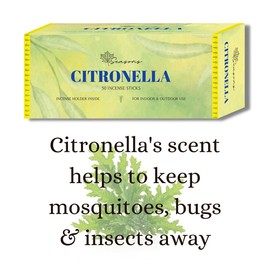 JAMESUK 50x Citronella Incense Sticks for Outdoor, Garden, Kitchen, Home - Bugs, Mosquitoes Away With Wooden Incense Holder