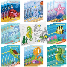 Jutom 24 Pcs Coloring Book Bulk Relaxing Illustrations Themed Coloring Book for Kids Holiday Coloring Book Party Favors Gifts DIY Art Drawing Home School Classroom Activity Book (Sea Life)