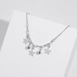 Meissa Sterling Silver Anklet for Women Waterproof Cuban Anklet with Stars and Balls Ankle Bracelets Summer Beach Jewellery, Silver