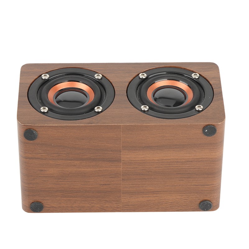 Wood Bluetooth Speaker Subwoofer FM Radio HiFi Music Clock Alarm