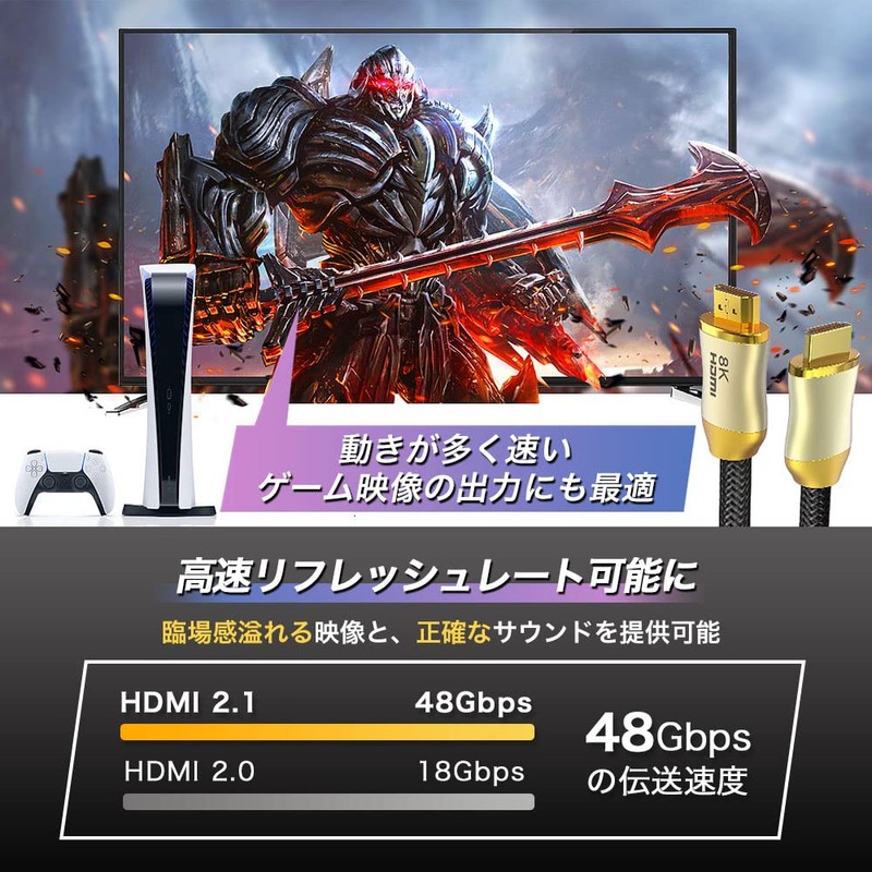 GSPOWER HDMI Cable ver2.1 Gold 5m